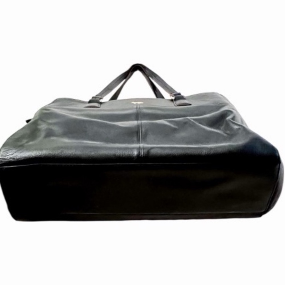 Emma Fox Park Avenue Black Leather Tote Laptop Work Bag Overnight Handbag - Picture 3 of 6